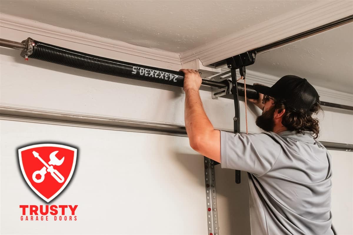 Torsion spring replacement on a residential garage door in Dallas, TX